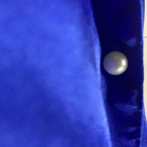 Vintage Victoria’s Secret Gold Label Satin Polyester Blue Button Up Shirt Small - Picture 5 of 7